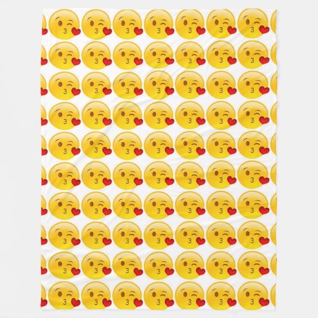 Kiss-Heart emoji Fleece Blanket (Front)