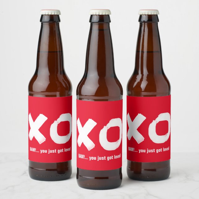Kiss Hug Étiquette de bière rouge et blanche (Bouteilles)