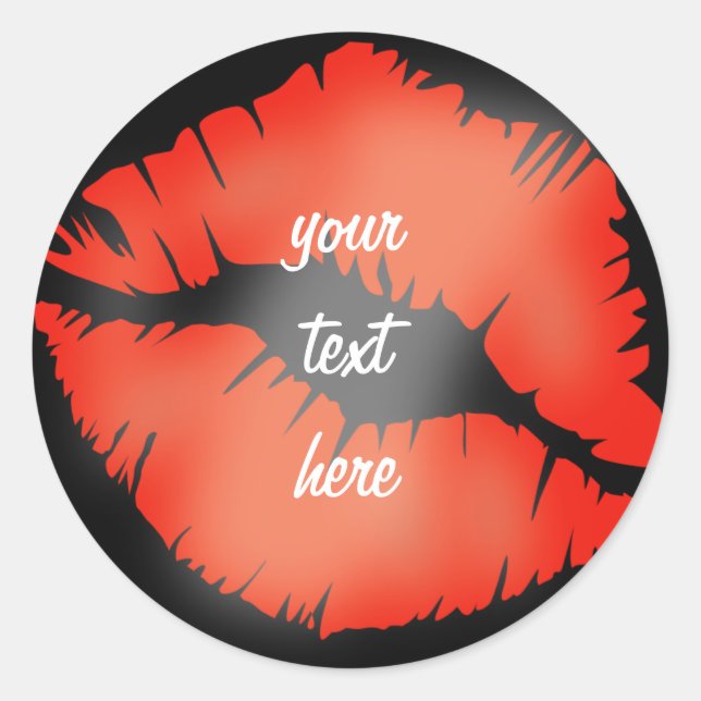 'KISS' LIP PRINT CLASSIC ROUND STICKER (Front)