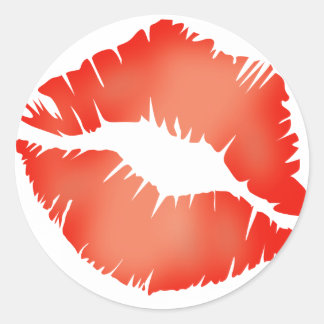 'KISS' LIP PRINT CLASSIC ROUND STICKER