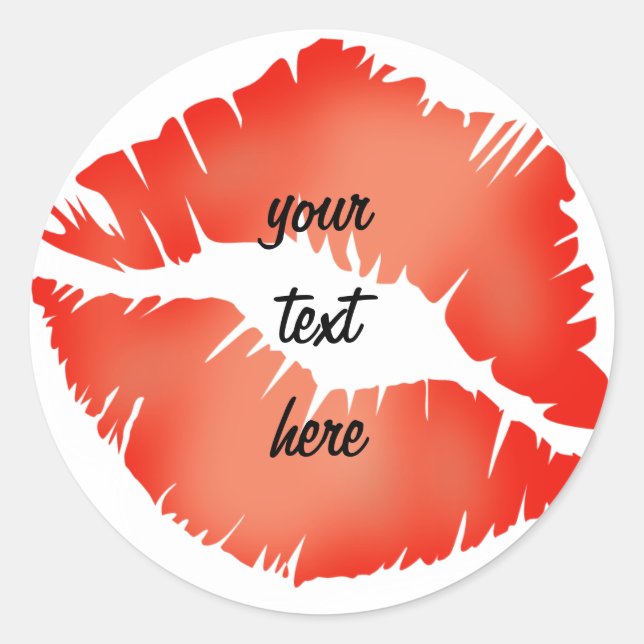 'KISS' LIP PRINT CLASSIC ROUND STICKER (Front)