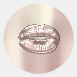 Kiss Lips Blush Skinny Makeup Artist Pearly Rose Classic Round Sticker