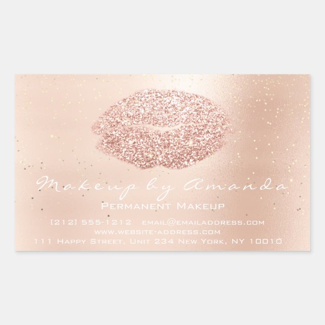 Kiss Lips Glitter Makeup Gold Confett Microblading Sticker (Front)