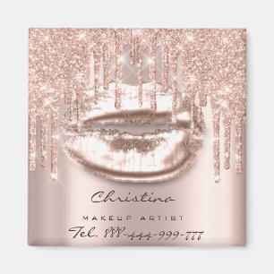 Kiss Lips Makeup Artist Glitter Drips Sparkly Tel Magnet