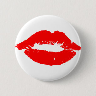 Kiss Lips Red Lipstick Love Passion Valentine 2 Inch Round Button