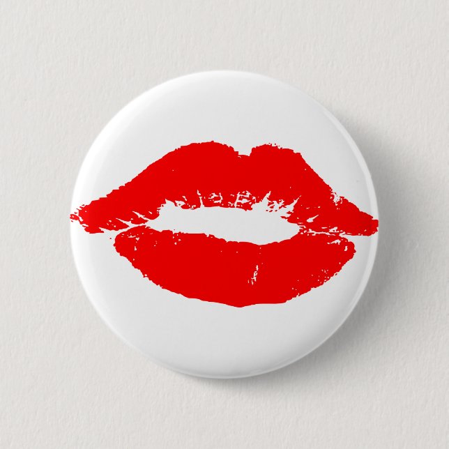 Kiss Lips Red Lipstick Love Passion Valentine 2 Inch Round Button (Front)