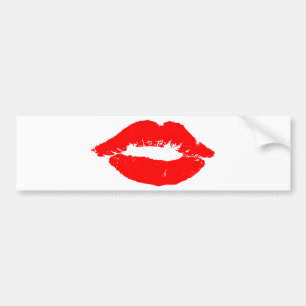Kiss Lips Red Lipstick Love Passion Valentine Bumper Sticker