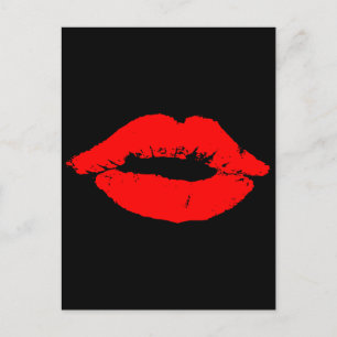 Kiss Lips Red Lipstick Love Passion Valentine Holiday Postcard