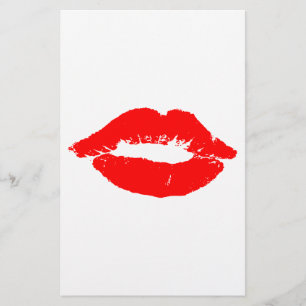 Kiss Lips Red Lipstick Love Passion Valentine Stationery