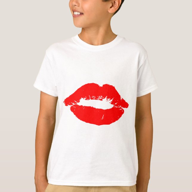 Kiss Lips Red Lipstick Love Passion Valentine T-Shirt (Front)