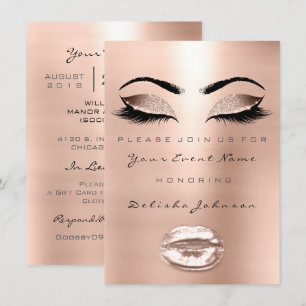 Kiss Lips Sweet 16th Birthday Bridal Makeup Rose Invitation