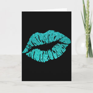 Kiss Lips Turquoise Blue Valentines Day Y Love Vib Card