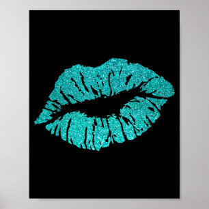 Kiss Lips Turquoise Blue Valentines Day Y Love Vib Poster