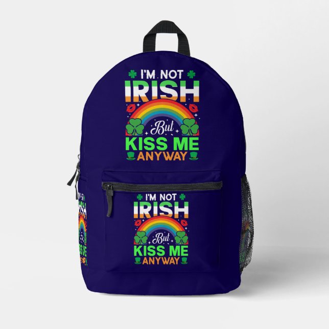 kiss me anyway irish humour design-63942 printed backpack (Front)