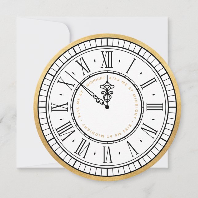 Kiss Me at Midnight | Clock New Years Eve Invite (Front)