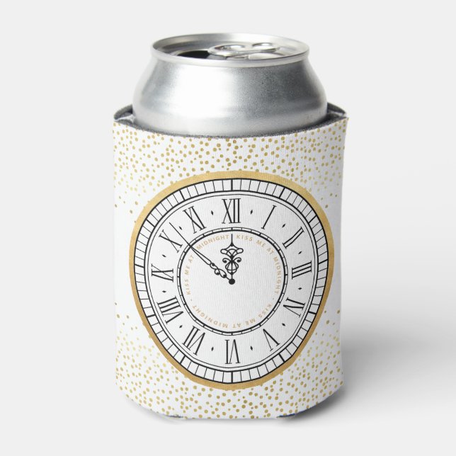 Kiss Me at Midnight New Years Clock  Can Cooler (Can Front)