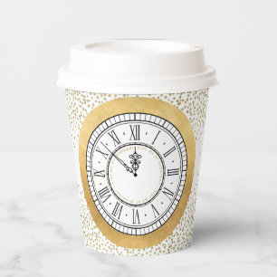 Kiss Me at Midnight New Years Clock Paper Cups