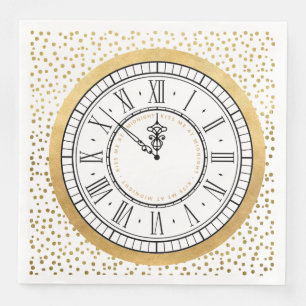 Kiss Me at Midnight New Years Clock Paper Plate Napkin