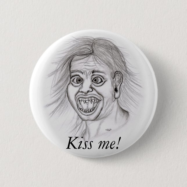 Kiss me! - Bleistiftzeichnung 2 Inch Round Button (Front)
