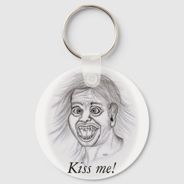 Kiss me! - Bleistiftzeichnung Keychain (Front)