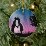 Kiss Me Ceramic Ornament<br><div class="desc">Silhouette of a couple kissing. Perfect design for weddings,  engagement parties,  valentines day or any other romantic occasion.</div>