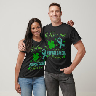 Kiss Me Cervical Cancer Survivor St Patrick Day  T-Shirt