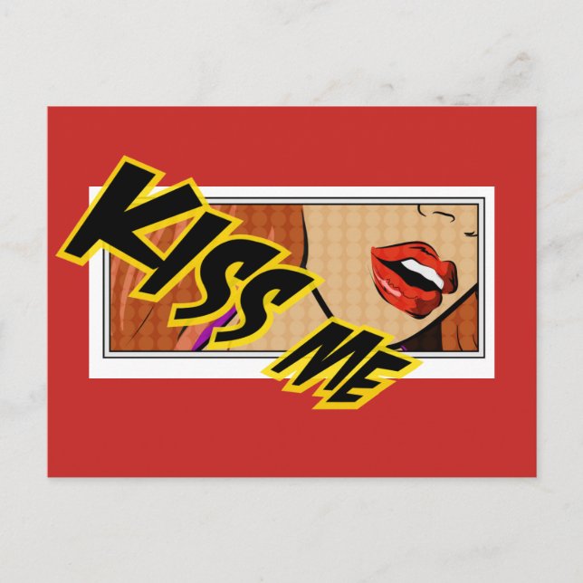 Kiss Me Comic Pop Art Postcard (Front)