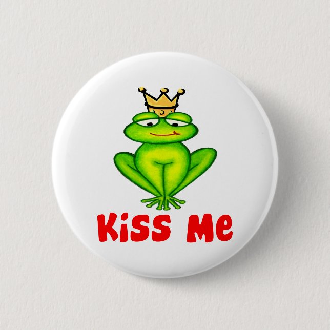Kiss me frog 2 inch round button (Front)