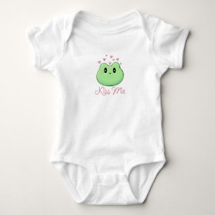 Kiss me frog heart love baby bodysuit