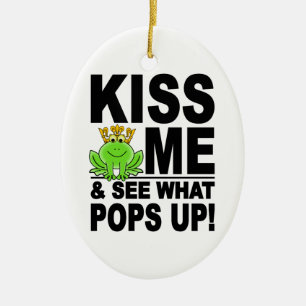 KISS ME Frog ornament, customizable Ceramic Ornament