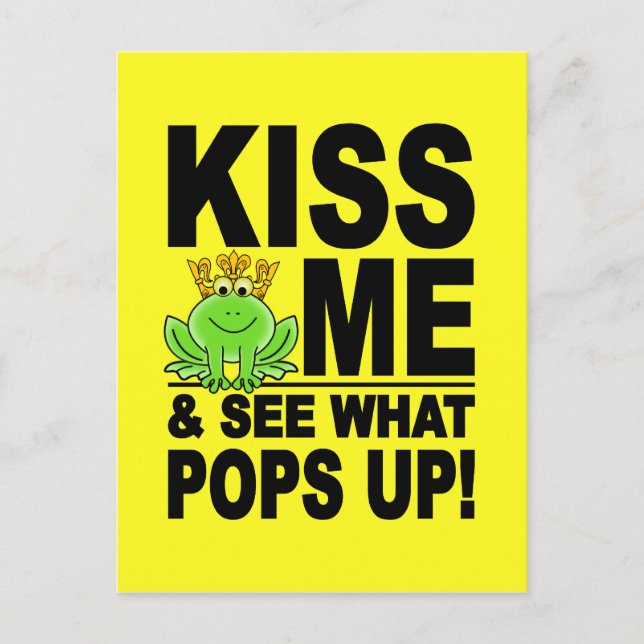 KISS ME Frog postcard, customizable Postcard (Front)