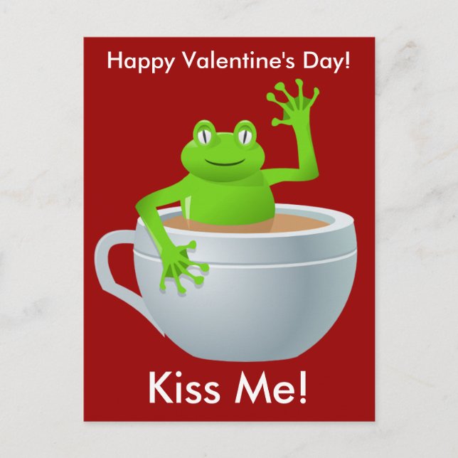 Kiss Me Frog Valentines Postcard (Front)