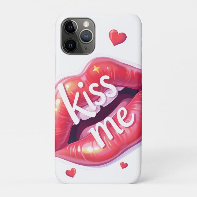 Kiss Me Glossy Red Lips Art Illustration Case-Mate iPhone Case (Back)