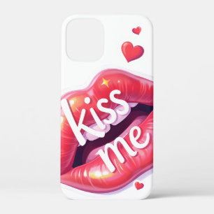 Kiss Me Glossy Red Lips Art Illustration iPhone 12 Mini Case