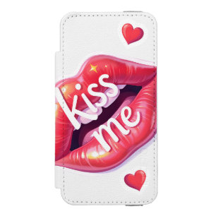 Kiss Me Glossy Red Lips Art Illustration Incipio Watson™ iPhone 5 Wallet Case