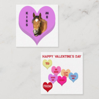 KISS ME Horse Conversation Hearts Valentine's Card