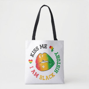 Kiss Me I Am Black History Month African American  Tote Bag