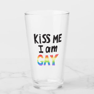 Kiss Me I Am Gay Glass