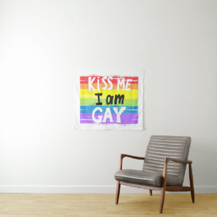Kiss Me I Am Gay Tapestry