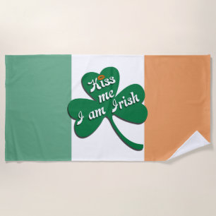 Kiss me I am Irish Beach Towel