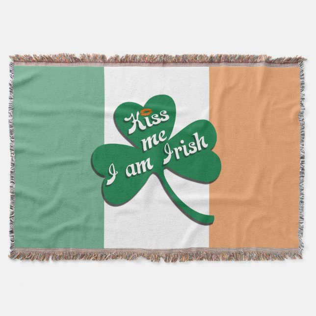 Kiss me I am Irish Throw Blanket (Front)