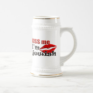 Kiss Me I am Jewish Beer Stein