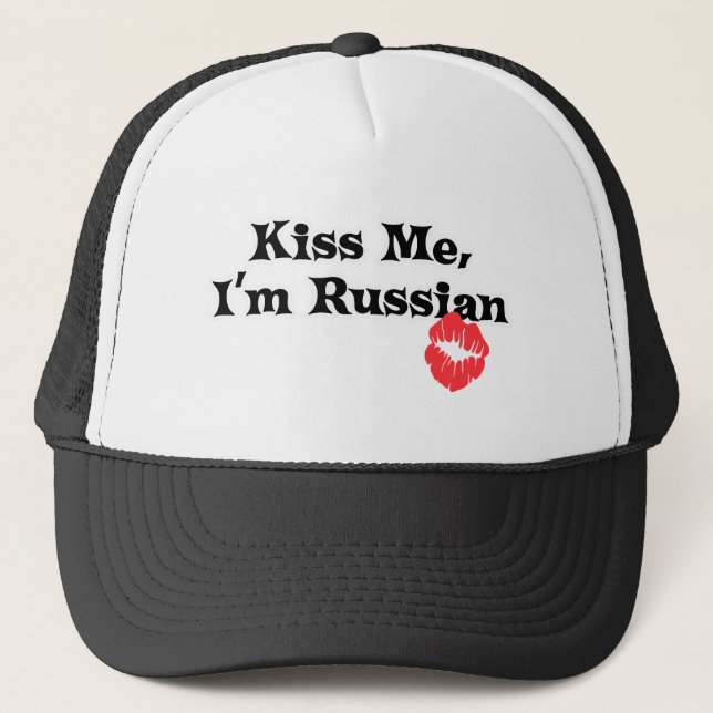 Kiss Me I'm Russian Trucker Hat (Front)