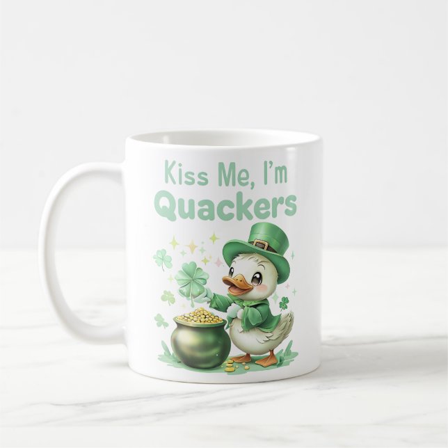 "Kiss Me, I’m Quackers" St. Patrick’s Day Mug (Left)