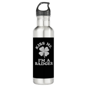 Kiss Me I'm A Badger ~ Demonym Wisconsin T-Shirt 710 Ml Water Bottle