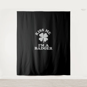 Kiss Me I'm A Badger ~ Demonym Wisconsin T-Shirt Tapestry