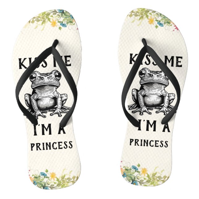 Kiss Me I'm A Princess Flip Flops (Footbed)