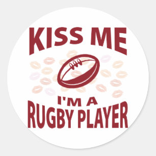 Kiss Me I'm A Rugby Player Classic Round Sticker