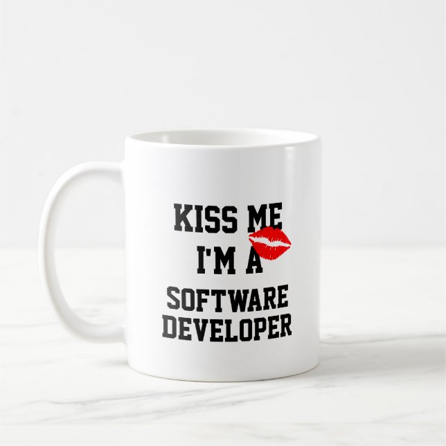 Kiss Me Im A Software Developer Mug (Left)