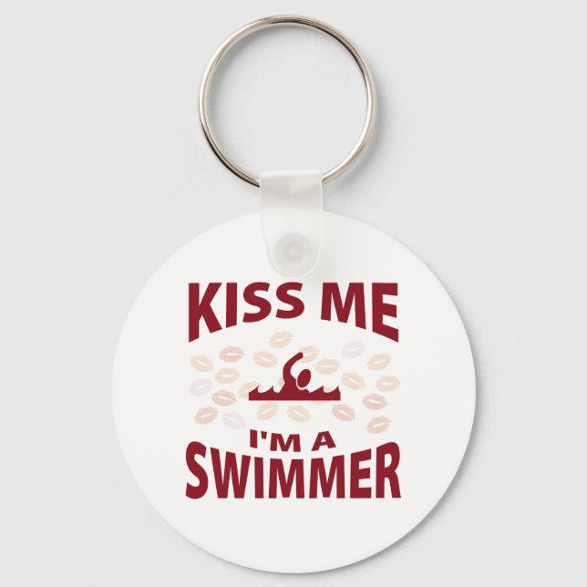 Kiss Me I'm A Swimmer Keychain (Front)